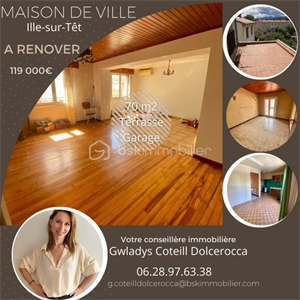 maison de ville à la vente -   66130  ILLE SUR TET, surface 70 m2 vente maison de ville - UBI434253155